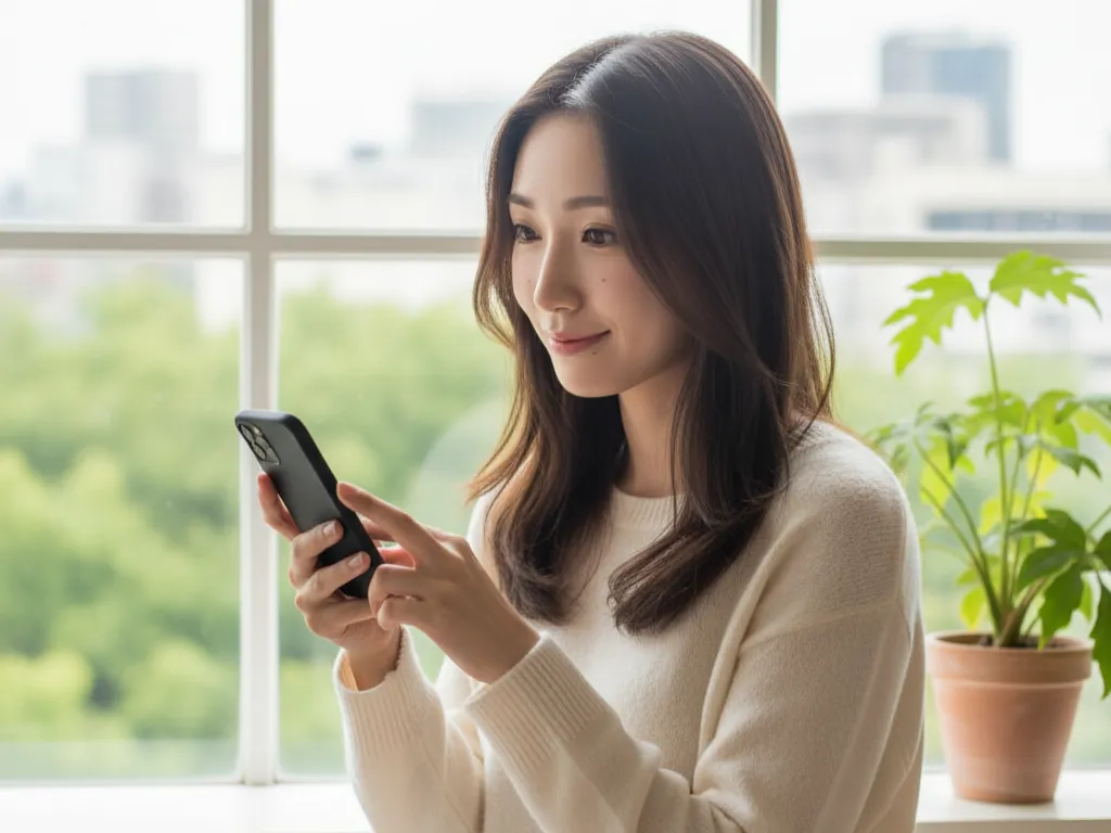 スマホを触る女性