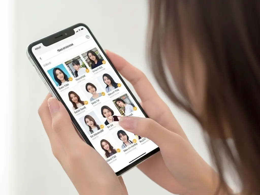 スマートフォンでマッチングアプリを使う女性の手元