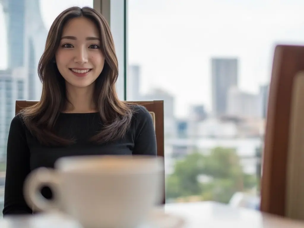 向かい合わせの席